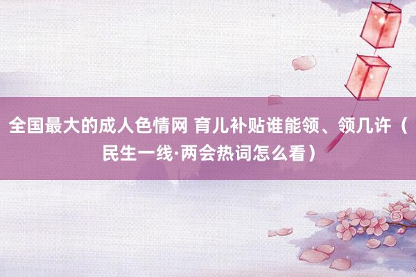 全国最大的成人色情网 育儿补贴谁能领、领几许（民生一线·两会热词怎么看）