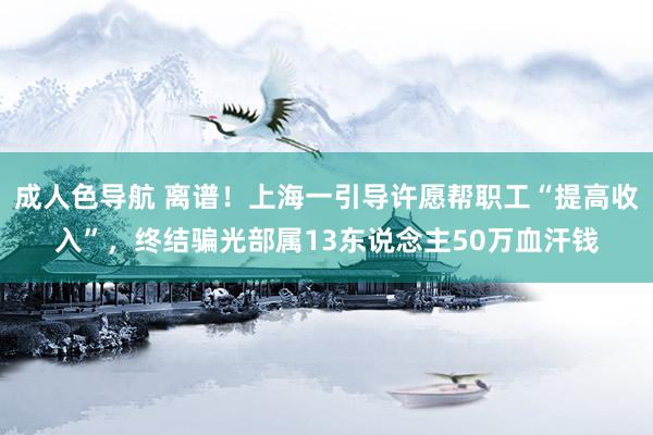 成人色导航 离谱！上海一引导许愿帮职工“提高收入”，终结骗光部属13东说念主50万血汗钱
