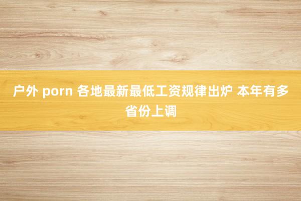 户外 porn 各地最新最低工资规律出炉 本年有多省份上调